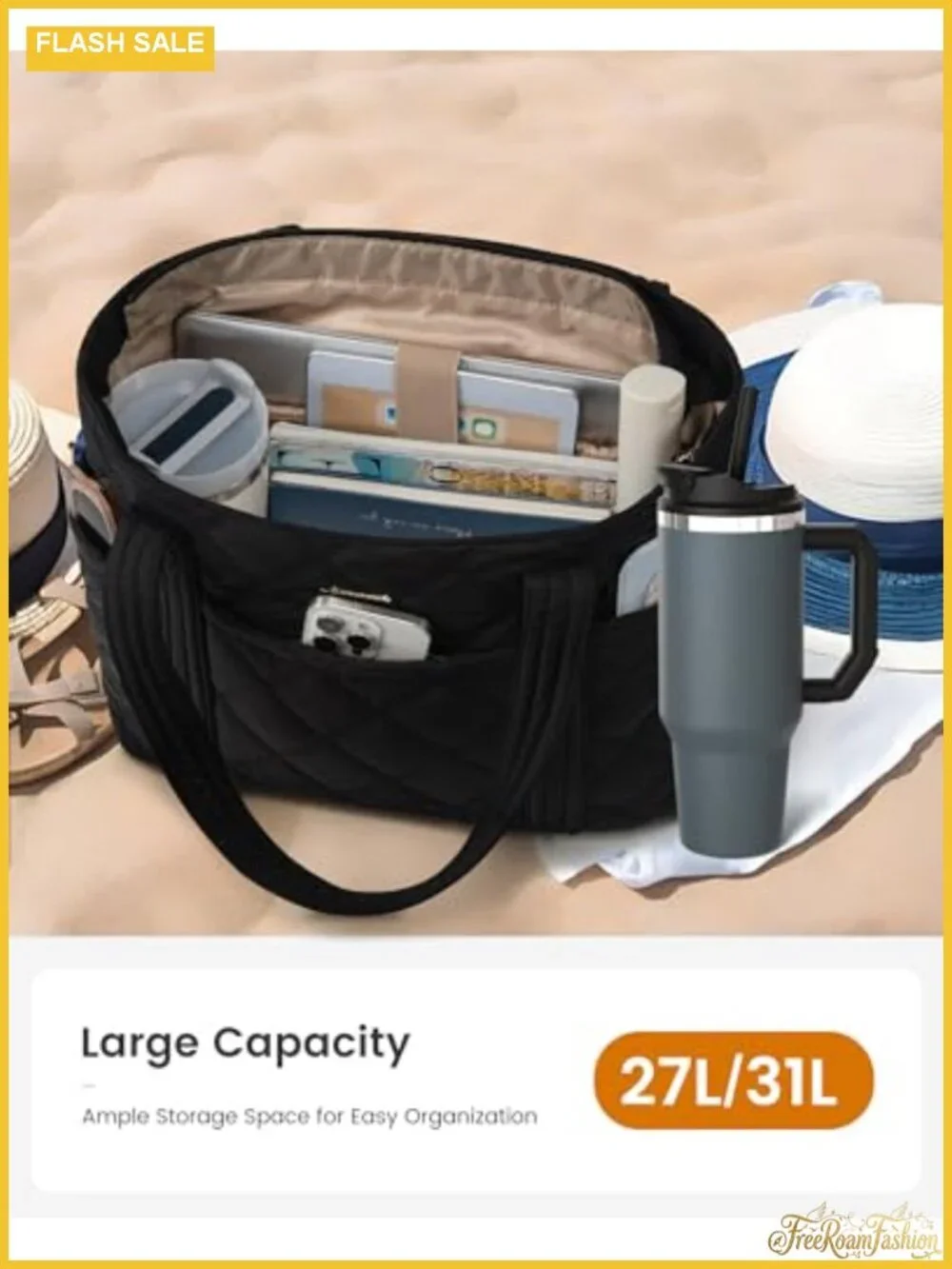 LOVEVOOK Puffer Tote Bag for Women, Puffy Work Handbag with Cup Holder, Zipper